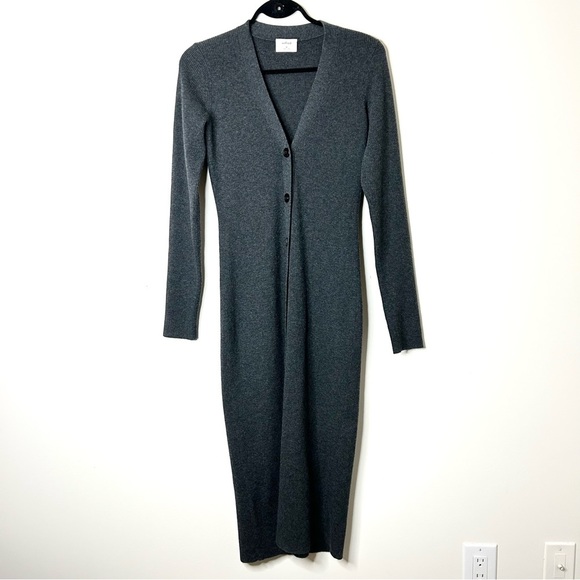 Aritzia Wilfred Utopia Cardigan Sweater Midi Dress V-neck Ribbed Size Medium - Picture 7 of 15